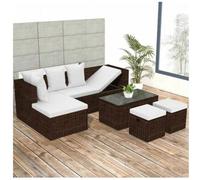 vidaxl Set muebles de jardín 4 piezas y cojines ratán sintético marrón