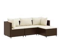 vidaXL Set Muebles de jardín 4 Piezas y Cojines ratán sintético marrón, Juego de sofás de jardín, Juego de salón de jardín, Juego de sofá esquinero de jardín