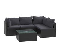 vidaXL Set Muebles de Jardín 5 Piezas y Cojines Exterior Conjunto de Sofás Aire Libre Mesa Terraza Patio Cafetería Ratán Sintético Negro