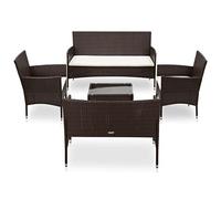 vidaXL Set Muebles de Jardín 5 Piezas y Cojines Patio Terraza Sofá Mesa Tablero Comedor Exterior Conjunto Aire Libre Casas Ratán Sintético Marrón