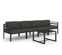 vidaXL Set Muebles de Jardín 5 Piezas y Cojines Sofá Silla Asiento Butaca Patio Terraza Hogar Mobiliario Exterior Suave Aluminio Gris Antracita