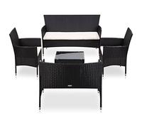 vidaXL Set Muebles de Jardín y Cojines 5 Piezas Exterior Conjunto Casa Patio Aire Libre Terraza Sofá Mesa Tablero Comedor Ratán Sintético Negro