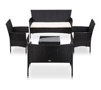vidaxl Set muebles de jardín y cojines 5 piezas ratán sintético negro