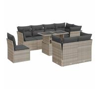 vidaXL Set de muebles de jardín 9 piezas con cojines – Ratán sintético, Gris claro