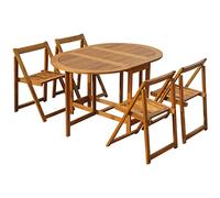 vidaXL Set Muebles Jardín Plegable 5 Piezas Mobiliario Comedor Madera Acacia