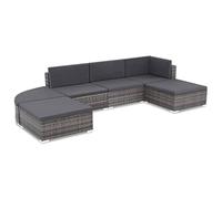 vidaXL Set Muebles Jardín Ratán Sintético 16 Piezas Sofá Modular 3 Otomanas