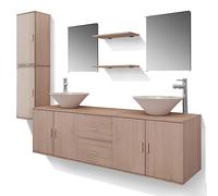 vidaXL Set Muebles para Baño con Lavabo y Grifo Incluido Pack 11 Piezas Beige