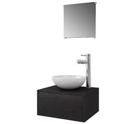 vidaXL Set Muebles para Baño Modelo con Lavabo y Grifo Incluido 4 Piezas Armarios Almacenamiento Ducha Bañera Mobiliario Cajonera Negro