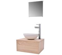vidaXL Set Muebles para Baño Modelo con Lavabo y Grifo Pack 4 Piezas Color Beige