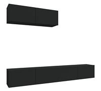 vidaXL Set Muebles TV 3 Piezas Pared Armario Decoración Almacenamiento Salón Sala de Estar Dormitorio Hogar Madera Contrachapada Negro