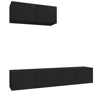 vidaXL Set Muebles TV 3 Piezas Pared Armario Decoración Almacenamiento Salón Sala de Estar Dormitorio Hogar Madera Contrachapada Negro