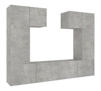 vidaXL Set Muebles TV 6 Piezas Pared Armario Decoración Almacenamiento Salón Sala de Estar Dormitorio Hogar Madera Contrachapada Gris Hormigón