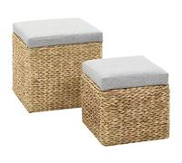 vidaXL Set Otomanas 2 Pzas Gris Banco Silla Asiento Taburete Reposapiés Mueble