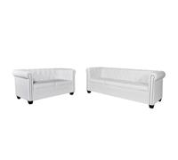 Sofás Chesterfield de 2 y 3 plazas cuero sintético blanco