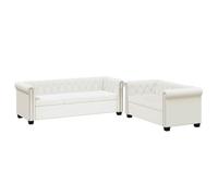 Sofás Chesterfield de 2 y 3 plazas cuero sintético blanco