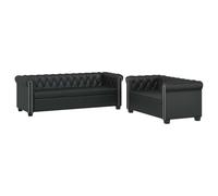 Sofás Chesterfield de 2 y 3 plazas cuero sintético negro