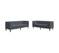 Vidaxl set sofás chesterfield con cojines 2 pzs terciopelo gris oscuro