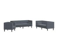 vidaXL Set sofás Chesterfield con Cojines 3 pzas Terciopelo Gris Oscuro, sofá, sillón de TV, sillón de Descanso, Asiento, sofá de Relax