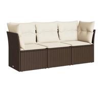 vidaXL Set muebles jardín 3 pzas – Sofás modulares, Sillas respaldo, Cojines, Ratán marrón