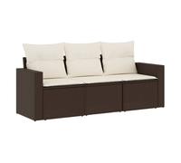 Vidaxl set sofás de jardín 3 piezas y cojines ratán sintético marrón