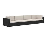vidaXL Set Sofás de Jardín 4 Piezas y Cojines Terraza Exterior Mobiliario Aire Libre Sillón Muebles Asientos Mesas Sillas Ratán Sintético Negro