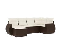 Vidaxl set sofás de jardín 6 piezas y cojines ratán sintético marrón