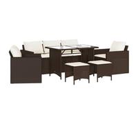 vidaXL Set sofás de jardín 6 Piezas y Cojines ratán sintético marrón