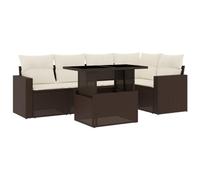 vidaXL Set sofás de jardín 6 Piezas y Cojines ratán sintético marrón