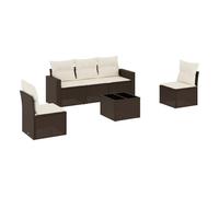 Vidaxl set sofás de jardín 6 piezas y cojines ratán sintético marrón