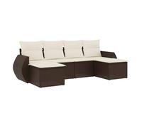 Vidaxl set sofás de jardín 6 piezas y cojines ratán sintético marrón