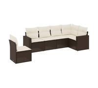 Vidaxl set sofás de jardín 6 piezas y cojines ratán sintético marrón