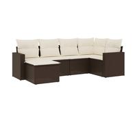 Vidaxl set sofás de jardín 6 piezas y cojines ratán sintético marrón