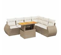 vidaXL Set sofás de jardín 7 Piezas y Cojines ratán sintético Beige