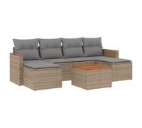 vidaXL Set sofás de jardín 7 Piezas y Cojines ratán sintético Beige