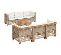 vidaXL Set sofás de jardín 7 Piezas y Cojines ratán sintético Beige