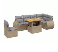 vidaXL Set sofás de jardín 7 Piezas y Cojines ratán sintético Beige