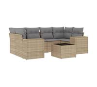 Vidaxl set sofás de jardín 7 piezas y cojines ratán sintético beige