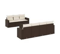 Vidaxl set sofás de jardín 8 piezas y cojines ratán sintético marrón