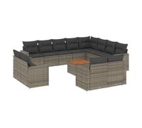Vidaxl set sofás de jardín con cojines 13 piezas ratán sintético gris