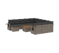 Vidaxl set sofás de jardín con cojines 13 piezas ratán sintético gris
