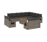 Vidaxl set sofás de jardín con cojines 13 piezas ratán sintético gris