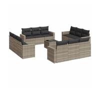 Vidaxl set sofás de jardín con cojines 13 piezas ratán sintético gris