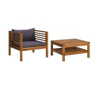 Vidaxl set sofás jardín 2 pzas con cojines gris oscuro madera acacia