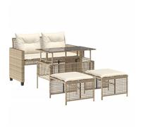 vidaXL Set sofás jardín 4 pzas y Cojines ratán sintético Vidrio Beige