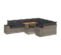 vidaXL Set sofás jardín y Cojines 10 pzas ratán sintético Acacia Gris
