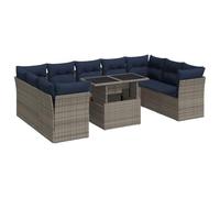 vidaXL Set sofás jardín y Cojines 10 pzas ratán sintético Acacia Gris, Juego de sofás de Exterior, Juego de salón de jardín, Juego de sofás de ratán sintético