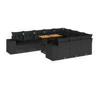 vidaXL Set sofás jardín y Cojines 10 pzas ratán sintético Acacia Negro