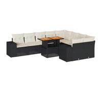 vidaXL Set sofás jardín y Cojines 10 pzas ratán sintético Acacia Negro