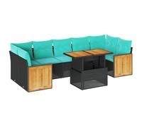 vidaXL Set sofás jardín y Cojines 10 pzas ratán sintético Acacia Negro, Juego de sofás de Exterior, Juego de salón de jardín, Juego de sofás de ratán sintético