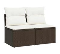 vidaXL Set sofás jardín y Cojines 4 pzas ratán sintético Acacia marrón, Juego de sofás de Exterior, Juego de salón de jardín, Juego de sofás de ratán sintético